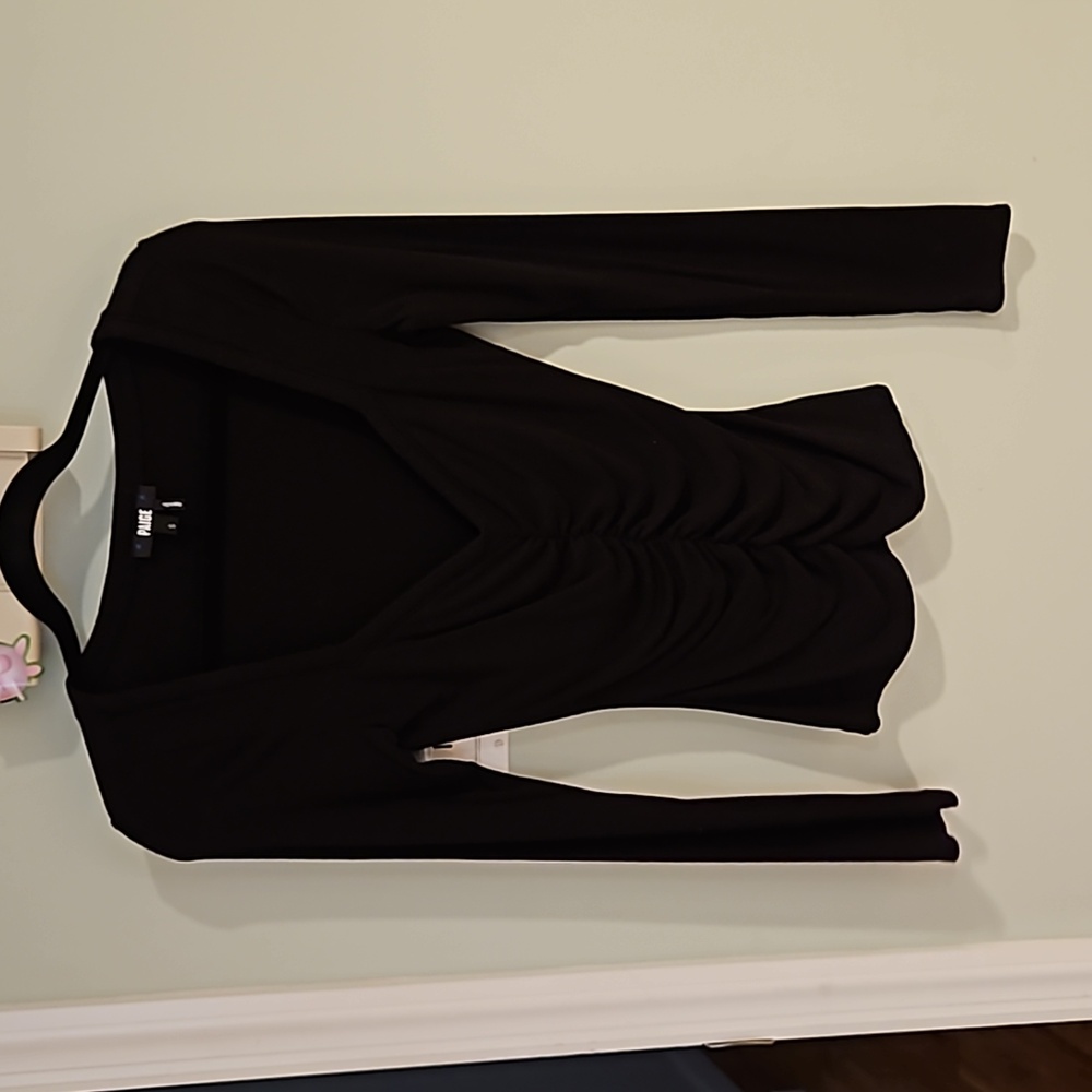 Paige Black Rib Knit Sweetheart Neck Top
